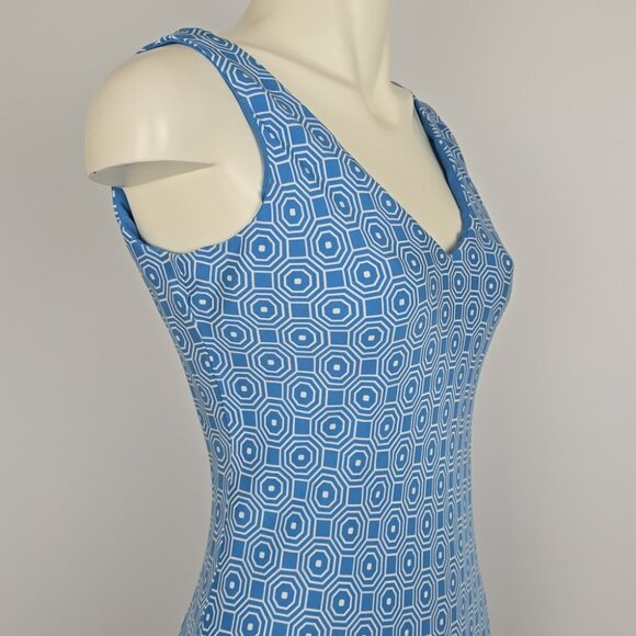 Jones New York Signature Blue White V Neck Sleeveless Dress Silk Lining  Size 4 - Picture 2 of 13